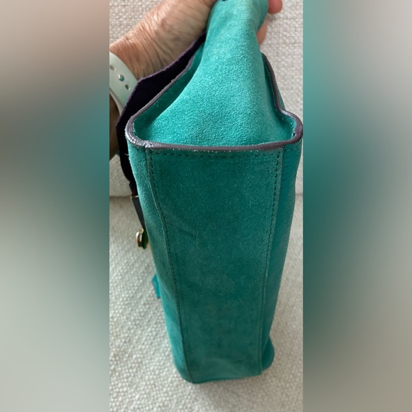 FURLA TEAL LEATHER & SUEDE SHOULDER/CROSSBODY FLAP BAG EUC - Picture 7 of 15